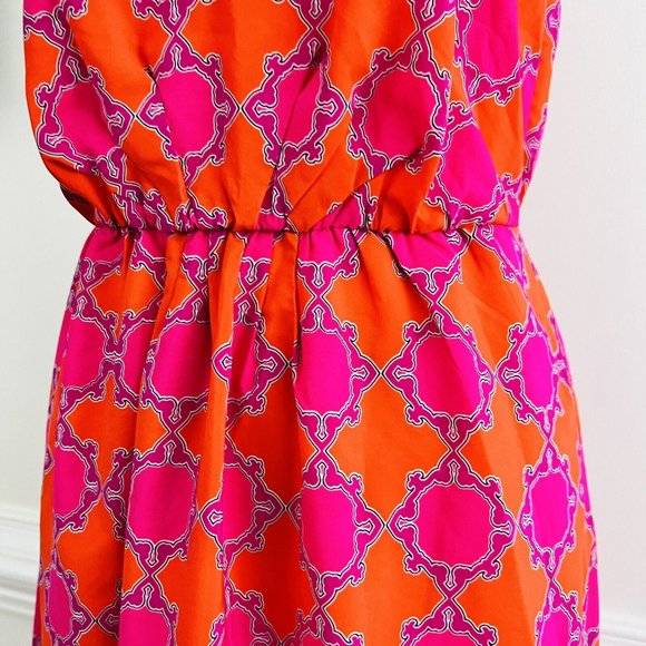 BANANA REPUBLIC Long Hot Pink & Orange Geometric Boho Maxi Dress ~ Size 2 - Picture 4 of 8